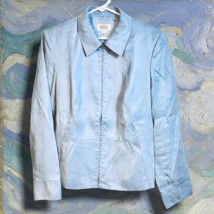 Talbots womens light blue Spring zipper jacket super soft size 8